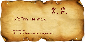 Kóhn Henrik névjegykártya